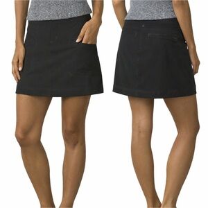 Prana Skorts Women`s Sz 2 Black Skirt Hiking Pockets Stretch Outdoor Casual EUC